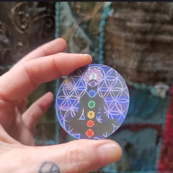 Magnet Set Rainbow Seed of Life Owl Seven Cakras Flower of Life Tree of life - Picture 14 of 16